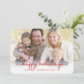 Moderne Kerstgroet Handgeschreven Plat Fotokaart Feestdagenkaart (Staand voorkant)