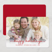 Moderne Kerstgroet Handgeschreven Plat Fotokaart Feestdagenkaart (Voorkant / Achterkant)