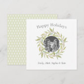 Moderne Kerstgroet Krans Foto Feestdagenkaart (Voorkant / Achterkant)