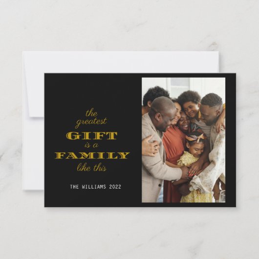 Moderne kerstgroet met de grootste cadeaufamilie kaart (Voorkant)