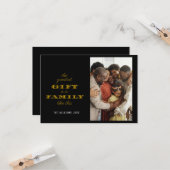 Moderne kerstgroet met de grootste cadeaufamilie kaart (Voorkant / Achterkant in situ)