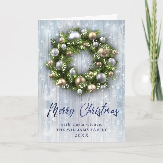 Moderne Kerstgroet met Sneeuwvlokken Zakelijke Gro Feestdagen Kaart (Voorkant)