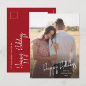 Moderne Kerstgroet Script Eenvoudige Foto Feestdagenkaart (Voorkant / Achterkant)