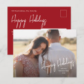 Moderne Kerstgroet Script Eenvoudige Foto Feestdagenkaart (Voorkant / Achterkant)
