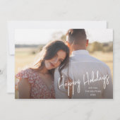 Moderne Kerstgroet Script Simpele Foto Feestdagenkaart (Voorkant)