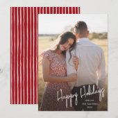 Moderne Kerstgroet Script Simple Foto Feestdagenkaart (Voorkant / Achterkant)