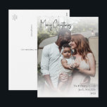 Moderne kersthandgeschreven script, volledige foto feestdagenkaart<br><div class="desc">Dit moderne, handgeschreven kerstscript met volledige fotovakantie-briefkaart is ideaal voor uw minimalistische shabby chic boho zwarte en witte vakantie groet. De minimale witte handgeschreven kalligrafie is delicaat en robuust, terwijl het klasje en elegant blijft. Het ontwerp weerspiegelt een eenvoudige, volledig witte winterdag en roept herinneringen op aan een meer simplistisch...</div>