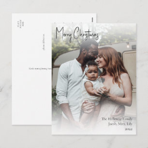 Moderne kersthandgeschreven script, volledige foto feestdagenkaart