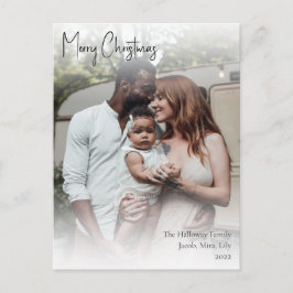 Moderne kersthandgeschreven script, volledige foto feestdagenkaart