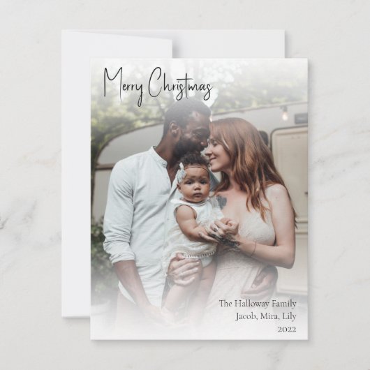 Moderne kersthandgeschreven script, volledige foto feestdagenkaart (Voorkant)