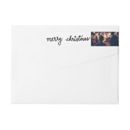Moderne kersthandgeschreven scriptfoto voor Merry