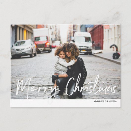 Moderne kersthandschriftenfoto briefkaart (Voorkant)