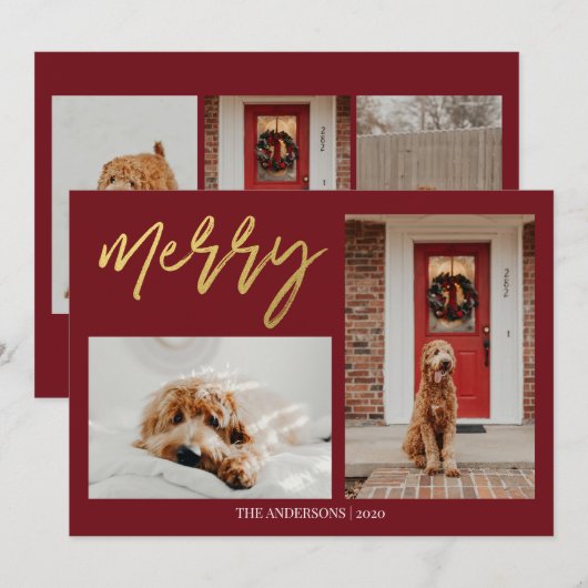 Moderne Kersthond Foto Feestdagenkaart (Voorkant / Achterkant)