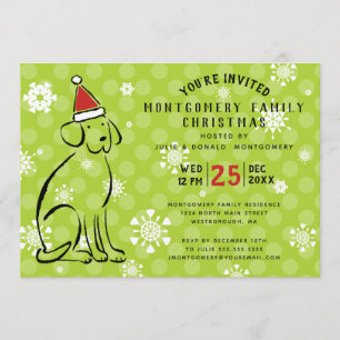 Moderne Kersthond Red Santa Hat Holiday Party Kaart