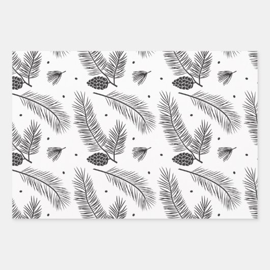 Moderne kerstinpakken voor zwarte en witte pensele inpakpapier vel (Voorkant 3)