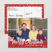 Moderne kerstinsteekfoto's rood Briefkaart (Voorkant / Achterkant)