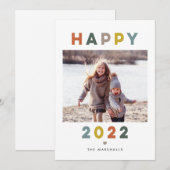 Moderne kerstkaart gelukkig nieuwjaar 2022 (Voorkant / Achterkant)