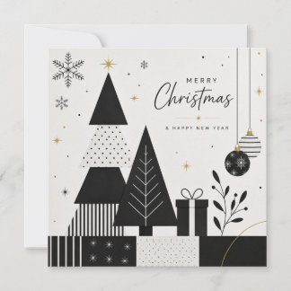 Moderne kerstkaart in zwart en wit kaart