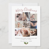Moderne kerstkaart met 9 foto's (Voorkant)