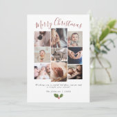 Moderne kerstkaart met 9 foto's (Staand voorkant)
