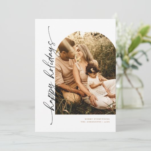 Moderne Kerstkaart met Arch Script Kaart (Staand voorkant)