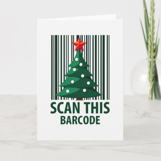 Moderne kerstkaart met barcode kaart (Voorkant)