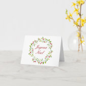 Moderne Kerstkaart met Bessenkranse Kaart (Gele Bloem)
