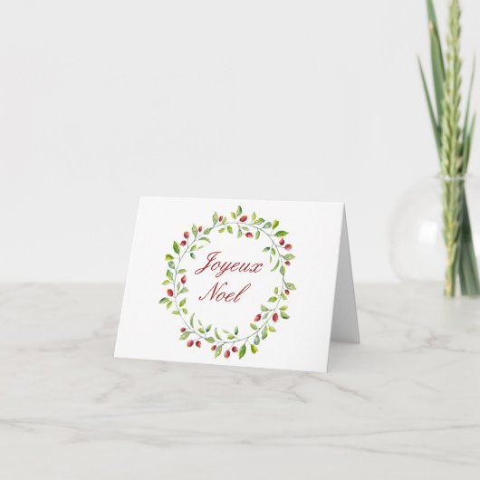 Moderne Kerstkaart met Bessenkranse Kaart (Voorkant)