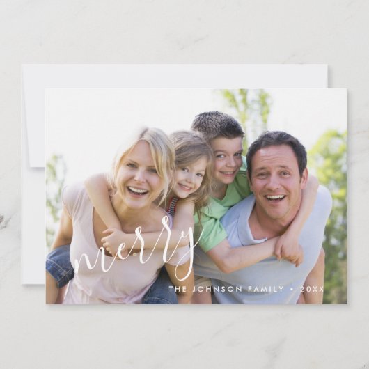 Moderne Kerstkaart met blad (Voorkant)