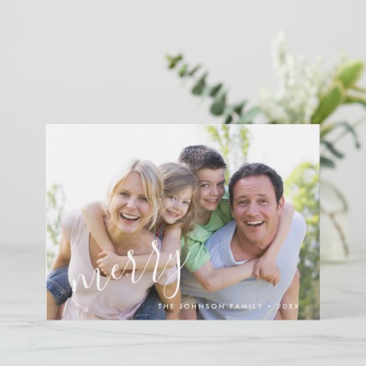 Moderne Kerstkaart met blad (Staand voorkant)