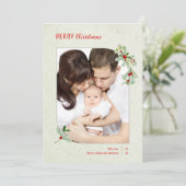 Moderne Kerstkaart met bloemenframe Kaart (Staand voorkant)