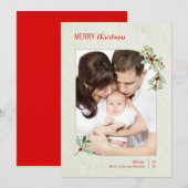 Moderne Kerstkaart met bloemenframe Kaart (Voorkant / Achterkant)