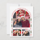 Moderne Kerstkaart met Boog en 3 Foto's (Voorkant)