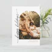 Moderne Kerstkaart met Boogscript en Foto Kaart (Staand voorkant)