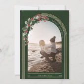 Moderne kerstkaart met botanische boog foto (Voorkant)