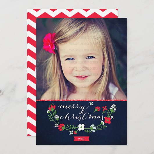 Moderne kerstkaart met Classy Chevron (Voorkant / Achterkant)