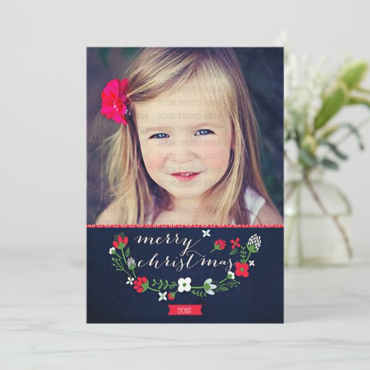 Moderne kerstkaart met Classy Chevron (Staand voorkant)