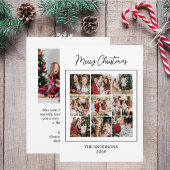 Moderne kerstkaart met collage van 10 foto's