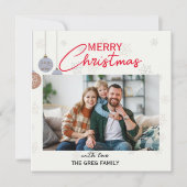 Moderne kerstkaart met één foto (Voorkant)