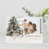 Moderne kerstkaart met één foto voor de winter (Staand voorkant)