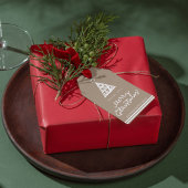 Moderne Kerstkaart met eigen foto Cadeaulabel