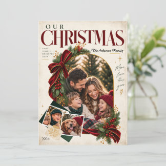 Moderne kerstkaart met familiefoto | Gepersonalise