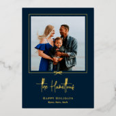 Moderne kerstkaart met folie cadeau folie feestdagenkaart (Voorkant)