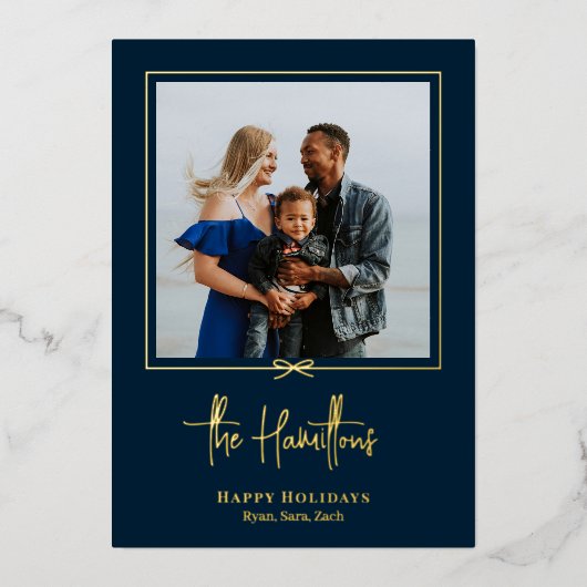 Moderne kerstkaart met folie cadeau folie feestdagenkaart (Voorkant)