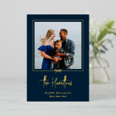 Moderne kerstkaart met folie cadeau folie feestdagenkaart (Staand Voorkant)