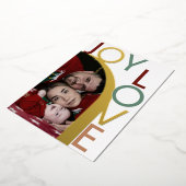 Moderne Kerstkaart met folie & foto 'Vreugde & Lie Folie Feestdagenkaart (Gedraaid)