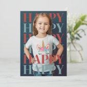 Moderne kerstkaart met foto (Staand voorkant)