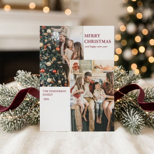 Moderne kerstkaart met foto