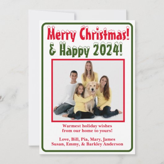 Moderne kerstkaart met foto (Voorkant)