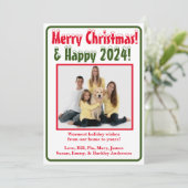 Moderne kerstkaart met foto (Staand voorkant)